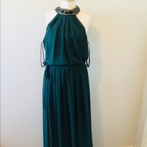 NWT Bisou bisou green embellished maxi dress